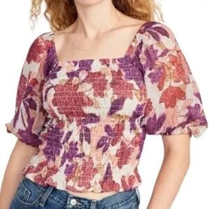 Old Navy Purple and Red Floral Blouse